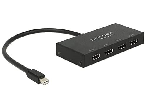 Delock Displayport 1.2 Splitter 1 x mini Displayport in > 4 x Displayport out 4K - Video/lyd-splitter - 4 x DisplayPort - stasjonær