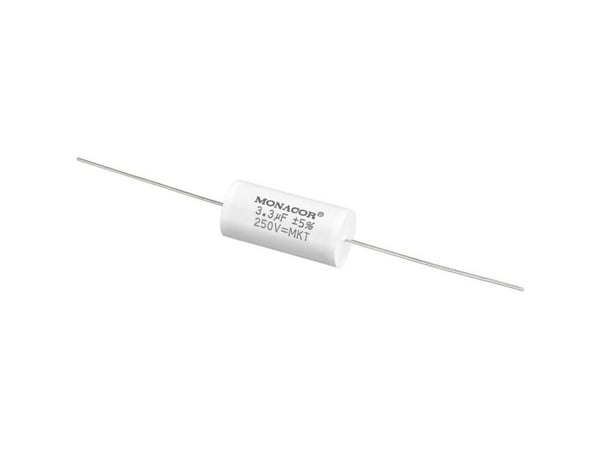Monacor MKTA-33, Film, Sylindriske, Hvit, 3300 nF, 250 V, 31 mm