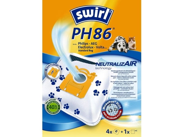 Swirl PH 86, Støv pose, Hvit, 4 stykker