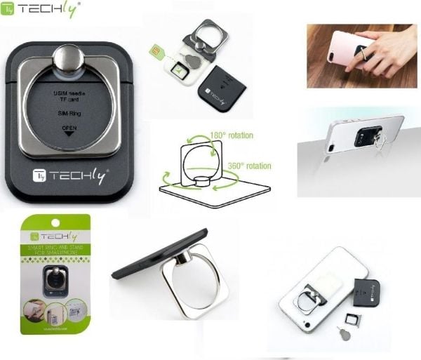Techly I-SMART-RINGB, Matkapuhelin/älypuhelin, Musta