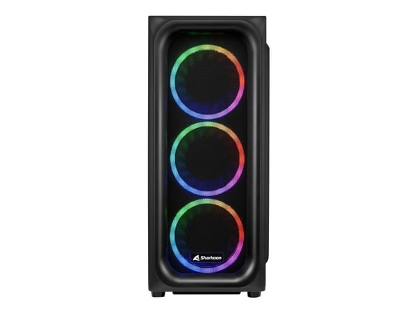 Sharkoon TK5M RGB - ATX-hölje - genomskinlig sidopanel (härdat glas) - ingen strömförsörjning - USB/ljud