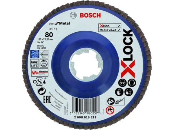 Bosch Best for Metal X571 - Klaffplate - for metall - 125 mm - X-LOCK - M14 - grovkorn: 80