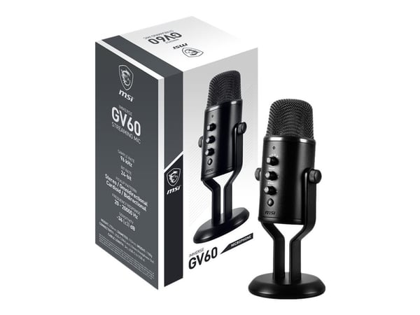 MSI IMMERSE GV60 STREAMING MIC, Pelikonsolimikrofoni, 36 dB, 20 - 20000 Hz, 2,2 O, 24 bittiä, 96 kHz