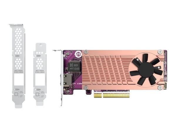 QNAP QM2-2P10G1TB - Lagringskontroller - M.2 - PCIe 3.0 x4 (NVMe) - lav profil - PCIe 3.0 x8 - for QNAP TDS-H2489, TNS-H1083X-E2234, H1083X-E2236-4...