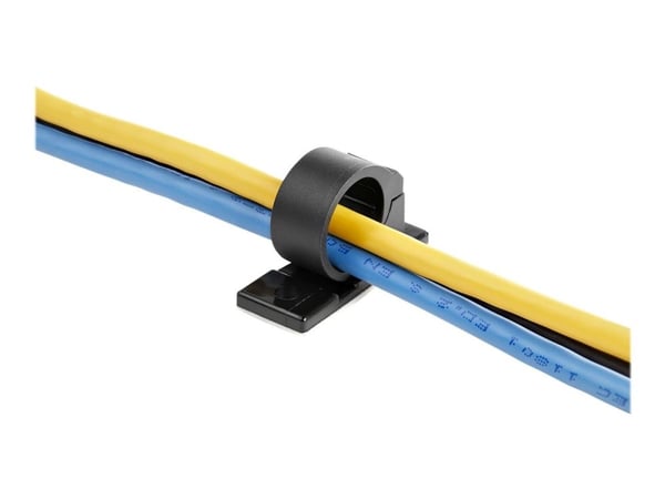 StarTech.com 100 itseliimautuvaa kaapelinhallintaklipsiä musta, Network/Ethernet/Office Desk/Computer Cord Organizer, Sticky Cable/Wire Holders, Ny...