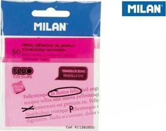 Milan Milan FLUO selvklebende notater, transparent rosa, 76x76, 50 stk.