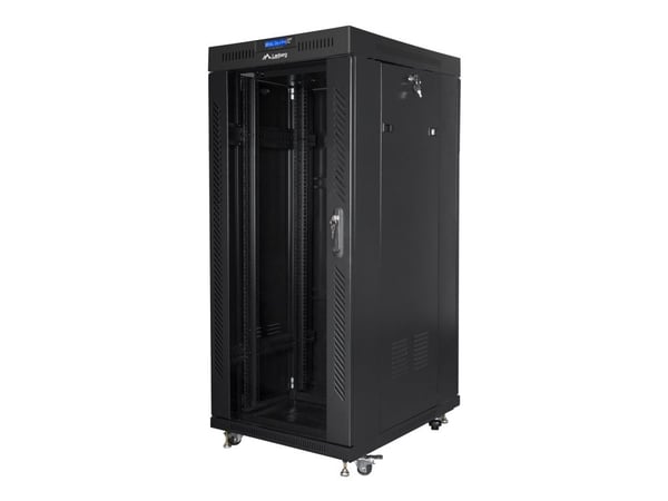 Lanberg - Rack skap - med 4 kjølevifter, display - svart, RAL 9004 - 27U - 19"