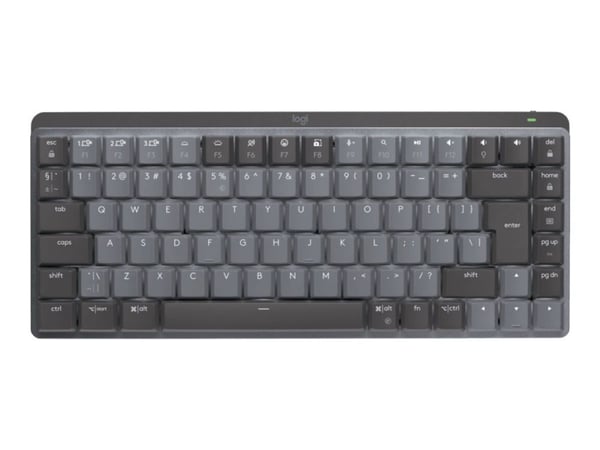 Logitech MX Mini Mechanical, Tenkeyless (80–87 %), RF Wireless + Bluetooth, Mekaaninen, QWERTY, LED, Grafiitti, Harmaa