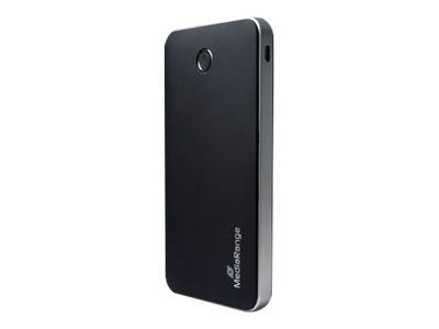 MediaRange MR753 - Powerbank - 10000 mAh - 37 Wh - 22,5 Watt - 5 A - PD, QC - 3 output-stikforbindelser (2 x USB, USB-C) - på kabel: USB-C - sort, ...