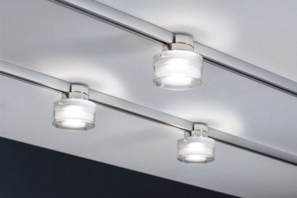 Paulmann 96809, Spotlight på skinne, Ikke-utskiftbare pærer, LED, 4000 K, 420 lm, Kromfarget, Satin Stål, Gjennomsiktig