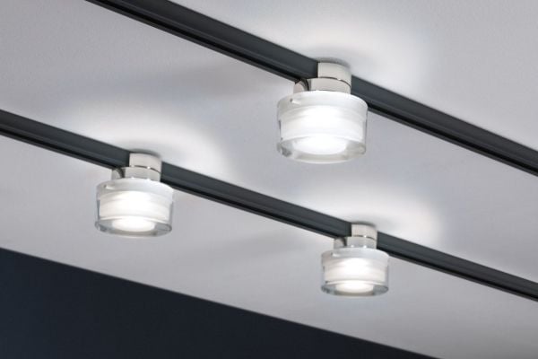 Paulmann 96809, Spotlight på skinne, Ikke-utskiftbare pærer, LED, 4000 K, 420 lm, Kromfarget, Satin Stål, Gjennomsiktig