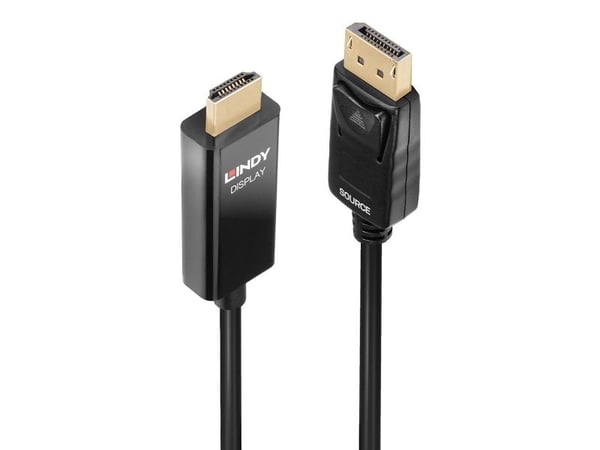 Lindy 40928, 5 m, DisplayPort, HDMI Type A (Standard), Hankjønn, Hankjønn, Rett