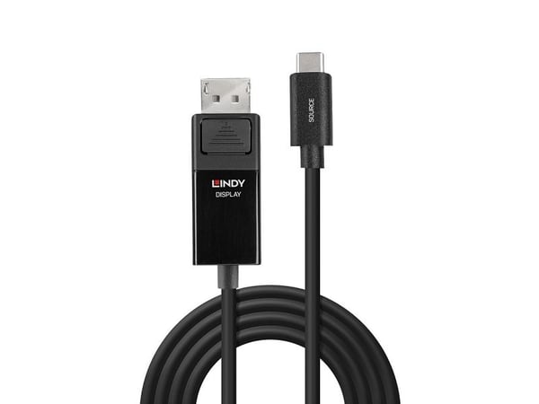 Lindy 43342, USB Type-C, DisplayPort, Mies, Musta, 2 m, 32,4 Gbit/s