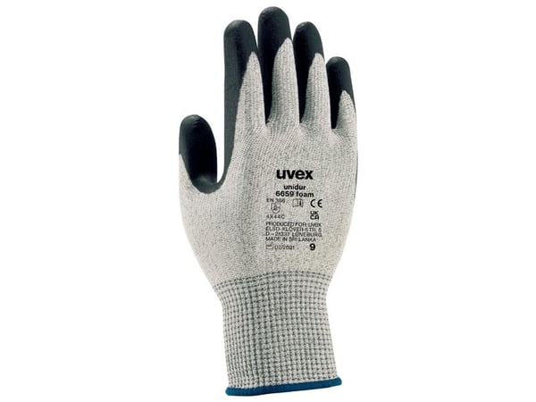 Uvex unidur 6659 foam, Musta, Harmaa, Aikuinen, Aikuinen, Mies, Polyeteeni, Kuitu, Polyamidi