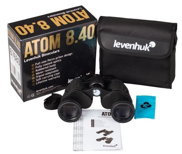 Levenhuk Atom 8x40, BK-7 Porro, 8x, 4 cm, Fully Coated (FC), Sort, 700 g