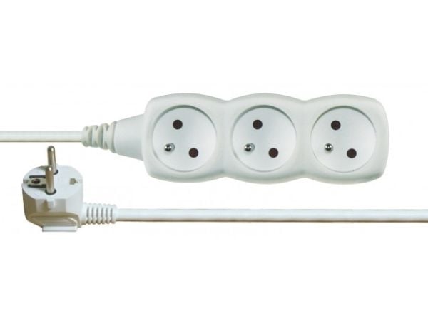 Emos 1902030200, Perus, Valkoinen, 3 AC-pistorasia(a), 2 m, 250 V, 10 A Emos 1902030200, Perus, Valkoinen, 3 AC-pistorasia(a), 2 m, 250 V, 10 A