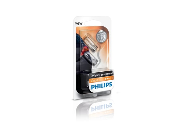 Philips Vision 12961B2 Tradisjonelle kupé- og signallyspærer, 5 W, 12 V, W5W, 2 stykker