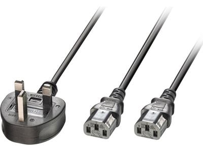 MicroConnect - Strømkabel - Type G (hann) vinklet til power IEC 60320 C13 - AC 250 V - 13 A - 2.5 m - svart