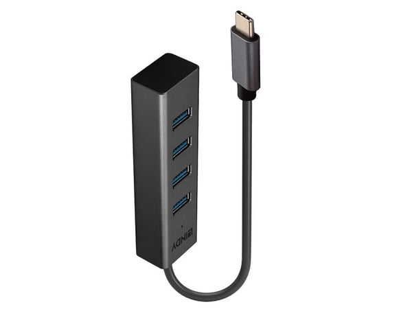 Lindy 43325, USB 3.2 Gen 1 (3.1 Gen 1) Type-C, USB 3.2 Gen 1 (3.1 Gen 1) Type-A, 5000 Mbit/s, Grå, Aluminium, Plast, 0,3 m