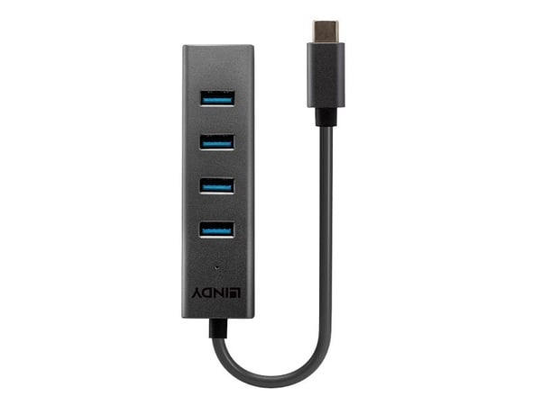 Lindy 43325, USB 3.2 Gen 1 (3.1 Gen 1) Type-C, USB 3.2 Gen 1 (3.1 Gen 1) Type-A, 5000 Mbit/s, Grå, Aluminium, Plast, 0,3 m