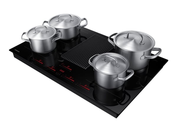 Samsung NZ84T9747VK - Induksjonskomfyrtopp - 4 plater - Nisje - bredde: 80.7 cm - dybde: 49.2 cm - Klasse A+ - svart med fallvindeksos (resirkulasjon)