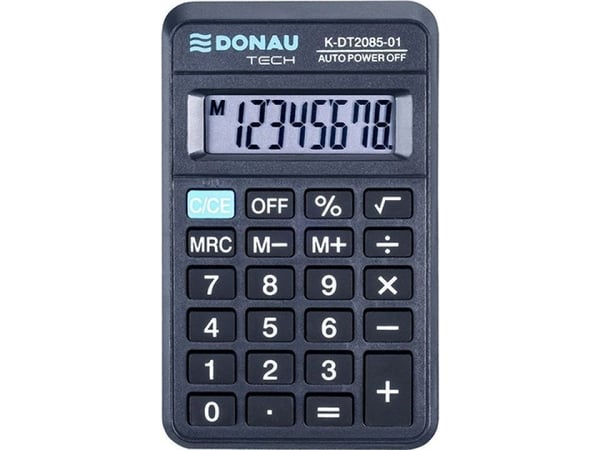 Donau-kalkulator DONAU TECH lommekalkulator, 8-sifret. display, dimensjoner 114x69x18 mm, sort Donau-kalkulator DONAU TECH lommekalkulator, 8-sifret. display, dimensjoner 114x69x18 mm, sort