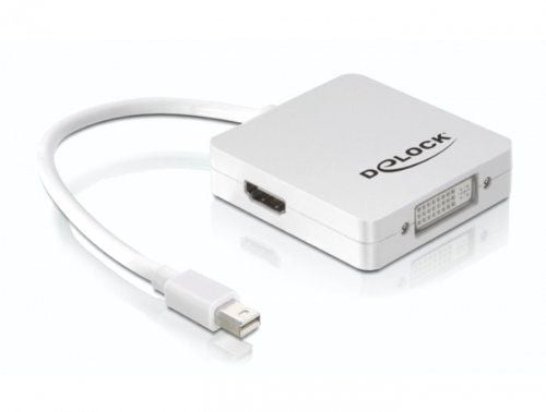 Delock - Video adapter - dobbeltlenke - Mini DisplayPort hann til DVI-D, HDMI, DisplayPort hunn - 16 cm - hvit