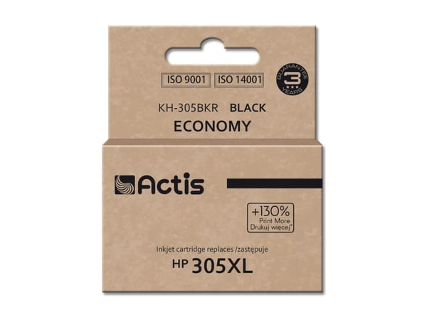 Actis KH-305BKR, Standard utskriftsproduksjon, Svart, Fargestoffbasert blekk, 20 ml, 1 stykker, Enkeltpakke