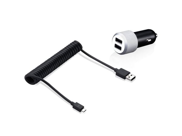 JustMobile CC-168S, Automatisk, Cigartenner/lighter, 5 V, 1,8 m, Sort, Sølv