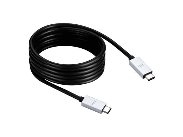 JustMobile AluCable USB-C - USB, 2 m, USB C, USB C, Musta, Valkoinen