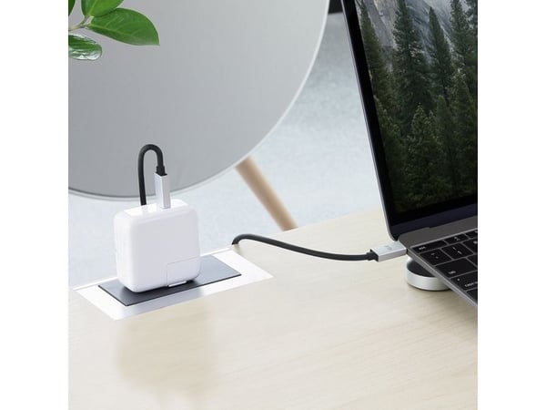 JustMobile AluCable USB-C - USB, 2 m, USB C, USB C, Musta, Valkoinen