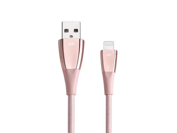 JustMobile ZinCable, 1,5 m, Lightning, USB A, Rosegull, Termoplastisk elastomer (TPE), Tablet: iPad 4, iPad mini, iPad mini with Retina Display, iP...