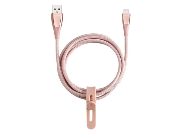 JustMobile ZinCable, 1,5 m, Lightning, USB A, Rosegull, Termoplastisk elastomer (TPE), Tablet: iPad 4, iPad mini, iPad mini with Retina Display, iP...