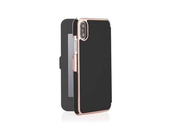 Pipetto Slim Wallet Mirror Deksel til iPhone XR - Svart/Rosegull