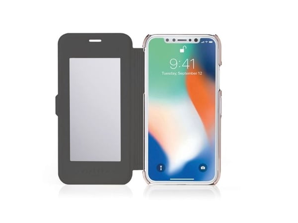 Pipetto Slim Wallet Mirror Deksel til iPhone XR - Svart/Rosegull