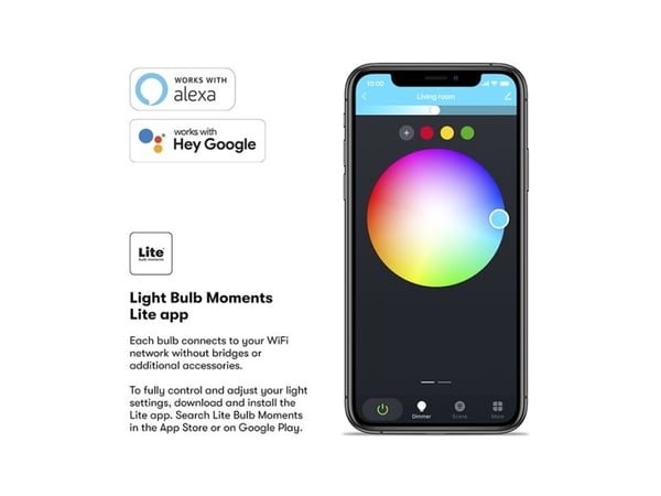 Lite Bulb Moments A60 RGB 2700-6500K E27 9W Valkoinen ja värillinen tunnelma 3 kpl