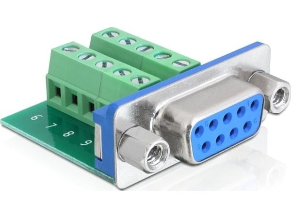 DeLOCK 65268, Sub-D 9 pin, Terminal block 10 pin, Vihreä
