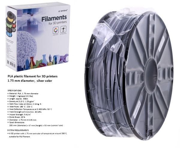 Gembird - Sølv - 1 kg - 330 m - PLA-filament (3D)
