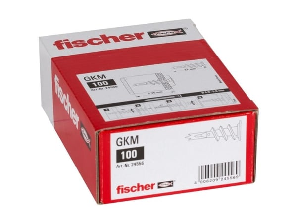 Fischer 24556, Veggplugg, Gipsfiberplate, 31 mm, 4 mm, 5 mm, 100 stykker