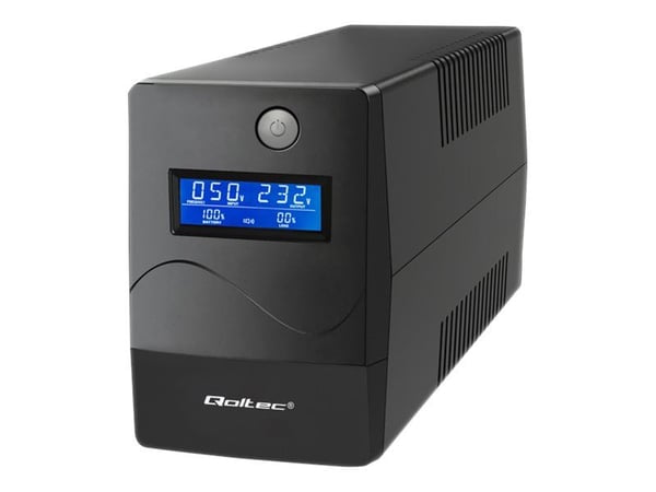 Qoltec Monolith - UPS - 480 Watt - 850 VA - 9 At - USB - utgangskontakter: 2 - svarte