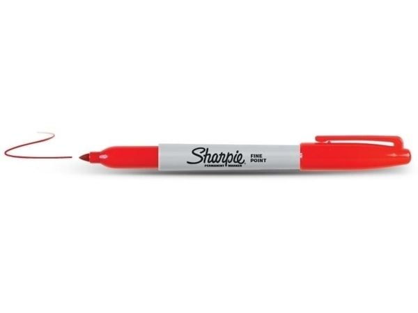 Sharpie Fine Point, Röd, Fin spets, Multifärg, Fin, Metall, papper, Plast, AP