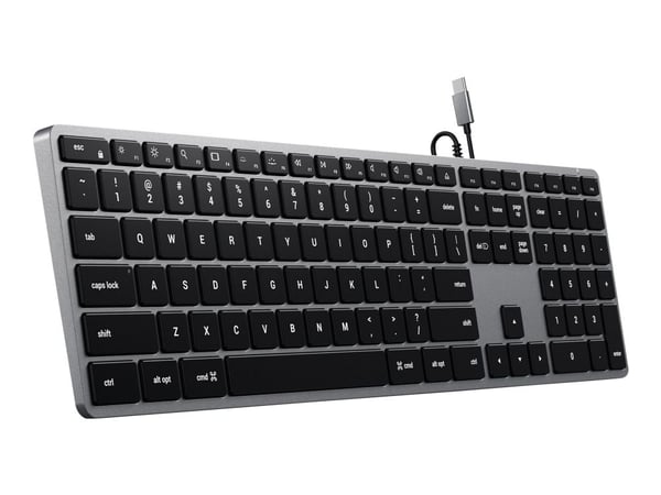 Satechi W3, Täysikokoinen (100 %), Langallinen, USB, QWERTY, Musta, Harmaa