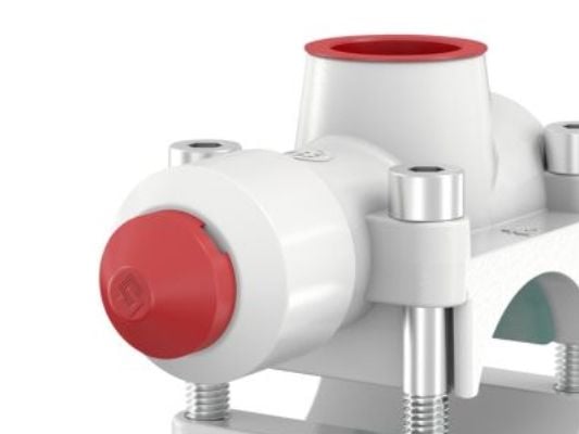 Flamco T-Plus 1.1/2-1.1/4 25b - Anboringstee, sort coated. Click-in bolte.Ikke til brugsvand