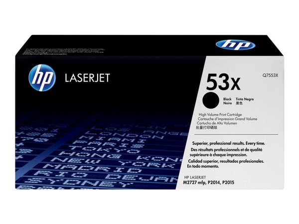 HP 53X - Korkean suorituskyvyn - musta - alkuperäinen - LaserJet - värikasetti (Q7553X) - LaserJet M2727nf MFP, M2727nfs MFP, P2014, P2014n, P2015,...