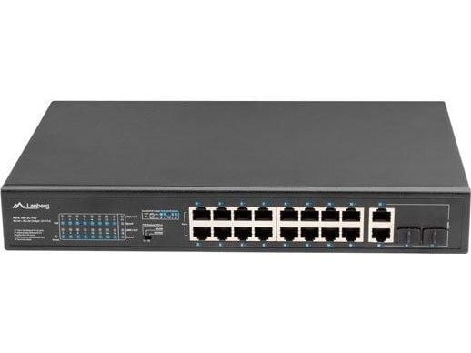 Lanberg RSFE-16P-2C-150 - Switch - ikke-styrt - 16 x 10/100 (PoE+) + 2 x kombo Gigabit SFP/RJ-45 (opplink) - rackmonterbar - PoE+ (150 W)