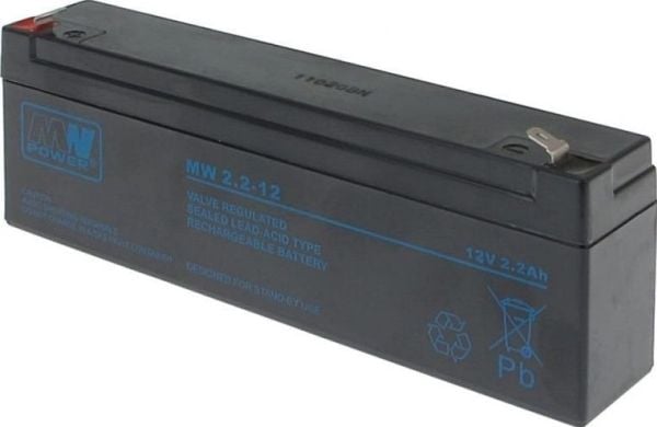 MW Power MW 2.2-12, Forseglet blysyre (VRLA), 12 V, 1 stykker, Sort, 2,2 Ah, 25 A