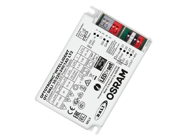 Osram OTi DALI 35/220…240/1A0 LT2, 5,7 W, 100 000 t, -20 – 50 °C, 198 – 264 V, 50/60 Hz, 20 A Osram OTi DALI 35/220…240/1A0 LT2, 5,7 W, 100 000 t, -20 – 50 °C, 198 – 264 V, 50/60 Hz, 20 A