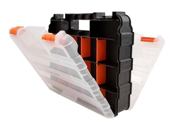 Delock - Verktøykasse - 2 x 17 rom - plastikk - svart, oransje