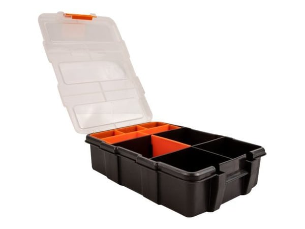 Delock - Verktøykasse - 11 rom - plastikk - svart, oransje