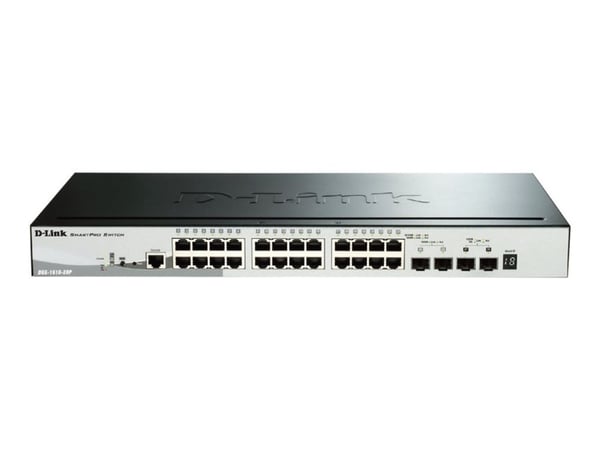 D-Link SmartPro DGS-1510-28P - Switch - L3 - Styrt - 24 x 10/100/1000 (PoE+) + 2 x Gigabit SFP + 2 x 10 Gigabit SFP+ - stasjonær, rackmonterbar - P...
